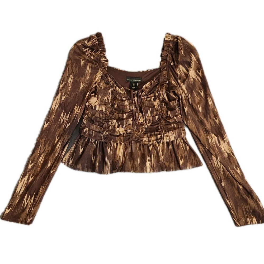 NWT House Of Harlow 1960 Animal Print Wear It Three Ways Semi Sheer Sleeve Top S
